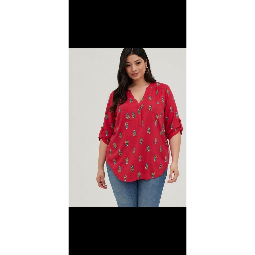 Torrid Harper Rayon Slub Pullover 3/4 Sleeve Blouse sz 5/5x